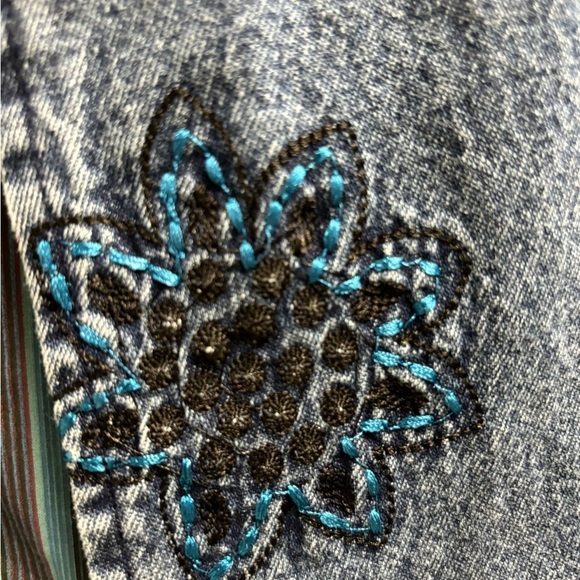xSOLD Choices Petite Floral Embroidered Denim Jean Jacket, NWT, Petite Small - Picture 7 of 14